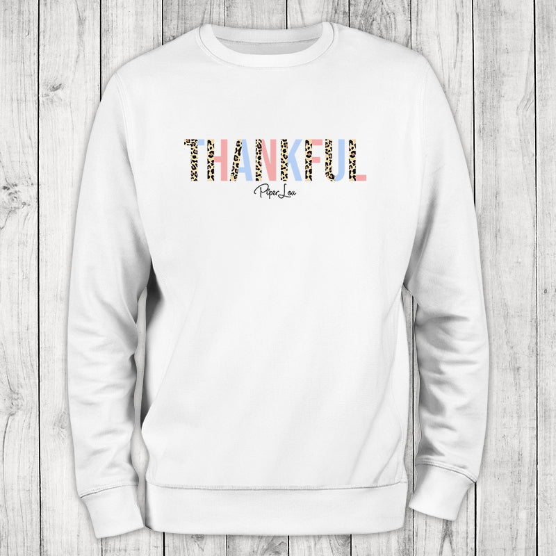 Thankful Leopard Graphic Crewneck Sweatshirt