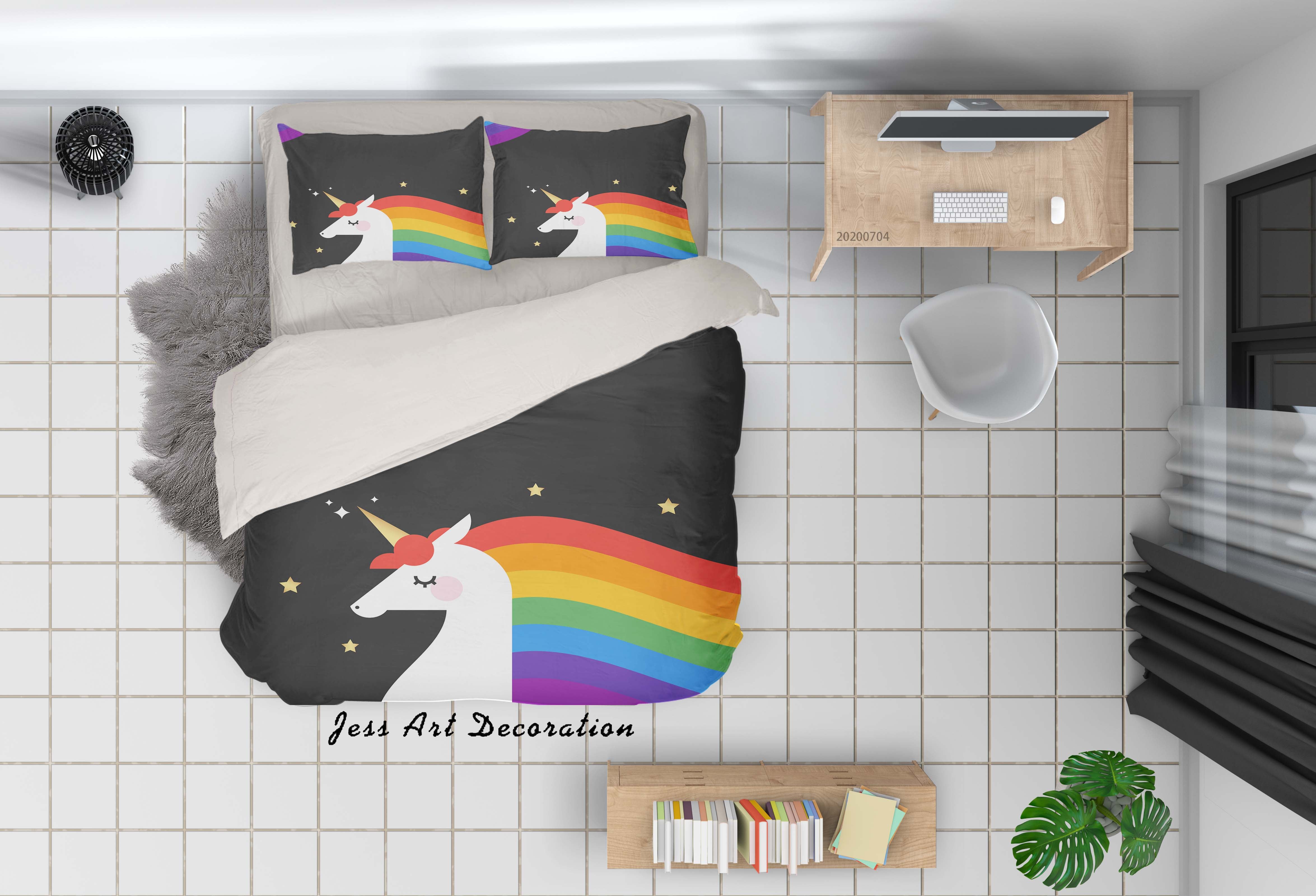 3D Black Unicorn Quilt Cover Set Bedding Set Duvet Cover Pillowcases Sf14