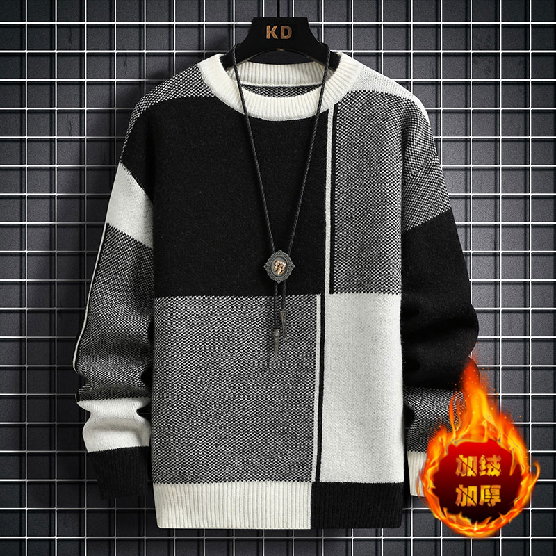 2022 Autumn and Winter New Men’s Classic Fashion Sweater Men’s Casual Slim Plus Cashmere Thicken Warm High-Quality Sweater M-3XL alx