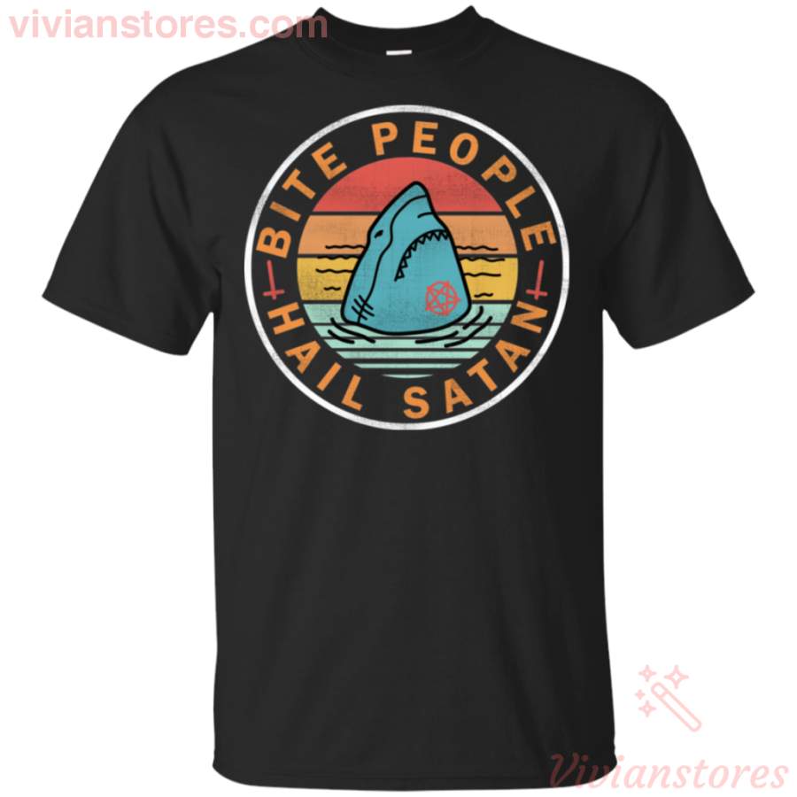 Bite People Hail Satan Funny Shark Gift Shirt For Shark Lover