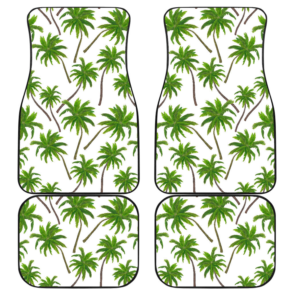 Palm Tree Pattern Print Front And Back Car Floor Mats, Front Car Mat