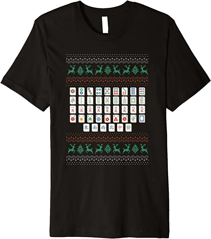 Ugly Christmas X-Mas Santa Claus New Year Mahjong Player Premium T-Shirt