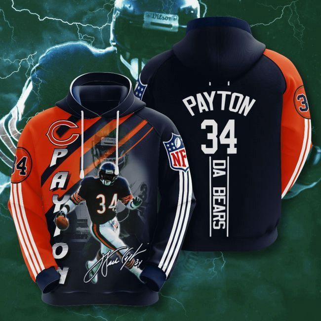 Chicago Bears 34 Walter Payton 69 Unisex 3D Hoodie Gift For Fans