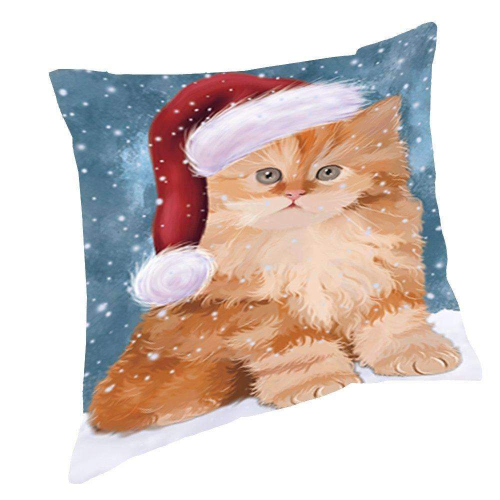 Let It Snow Christmas Happy Holidays Persian Kitten Throw Pillow Pil1080