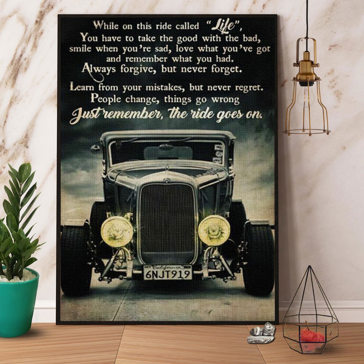 Black Car While On This Ride Called Life Learn From Your Mistakes Vintage  Poster No Frame Matte Canvas