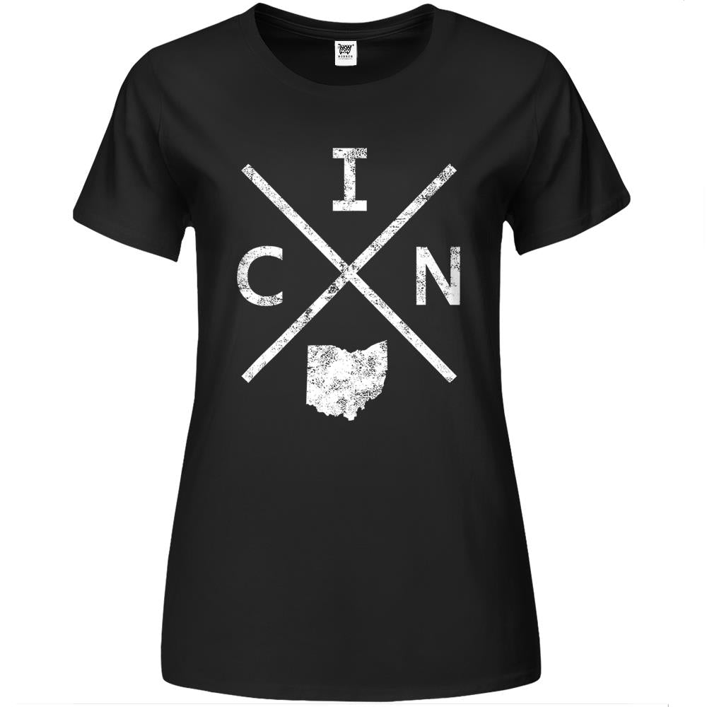 Vintage Cincinnati Retro Cin Cross Premium Womens T Shirts