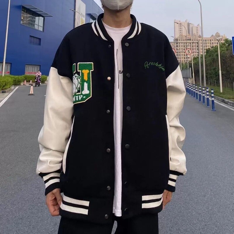 2022 Baseball Uniform Hip-Hop Bulldog Street Embroidered Loose Jacket Harajuku Female Spring And Autumn Plus Size Female Jacket