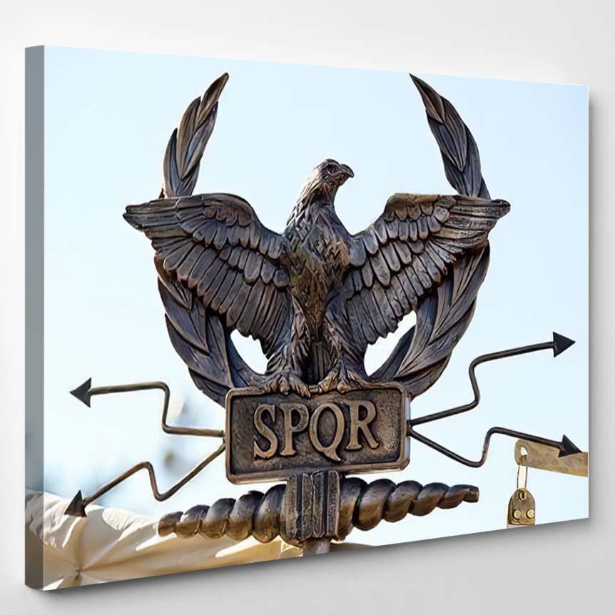 Scepter Eagle Letters Spqr Senatus Populus – Eagle Animals Canvas Print