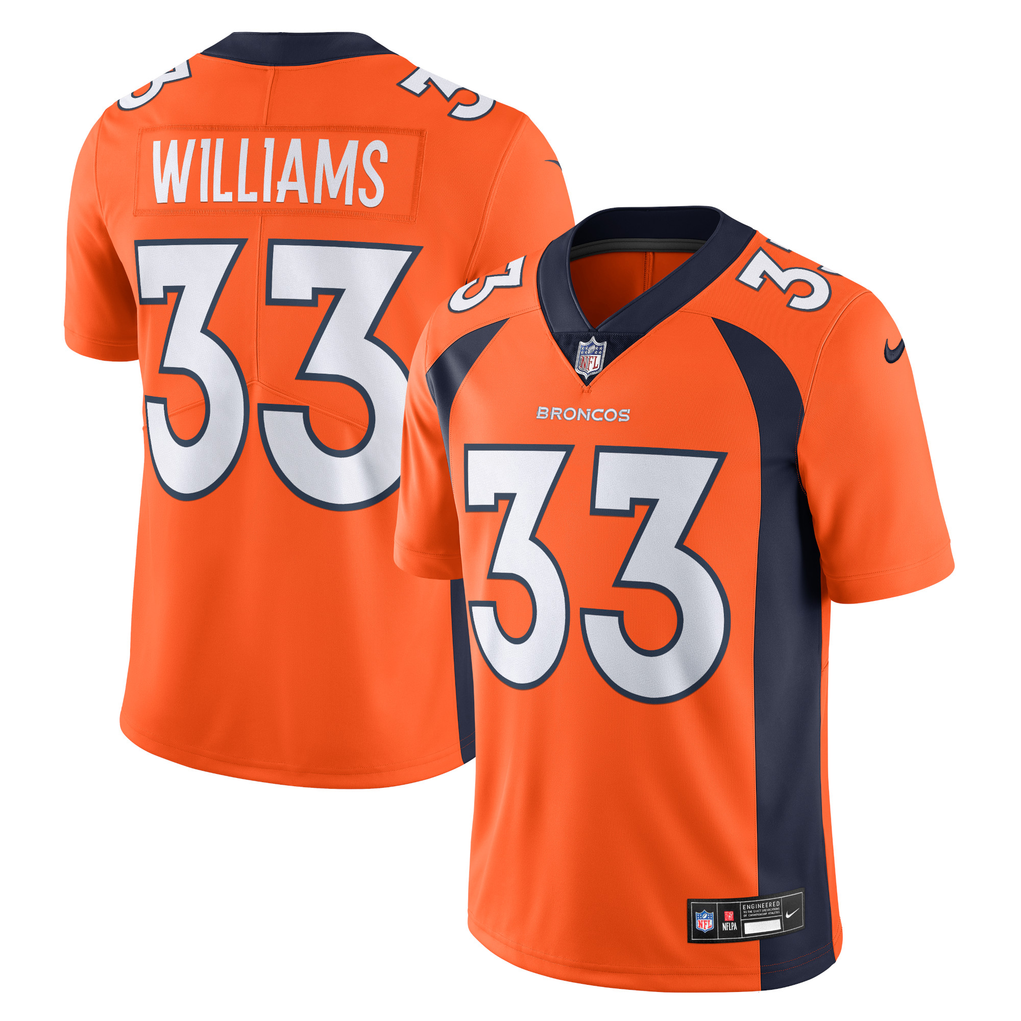 Men’s Denver Broncos Javonte Williams Orange  Vapor Untouchable Limited Jersey