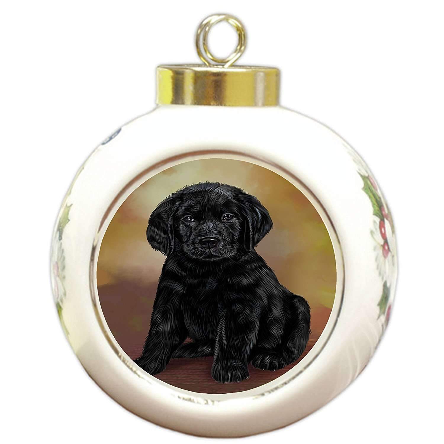 Labrador Puppy Dog Round Ball Christmas Ornament