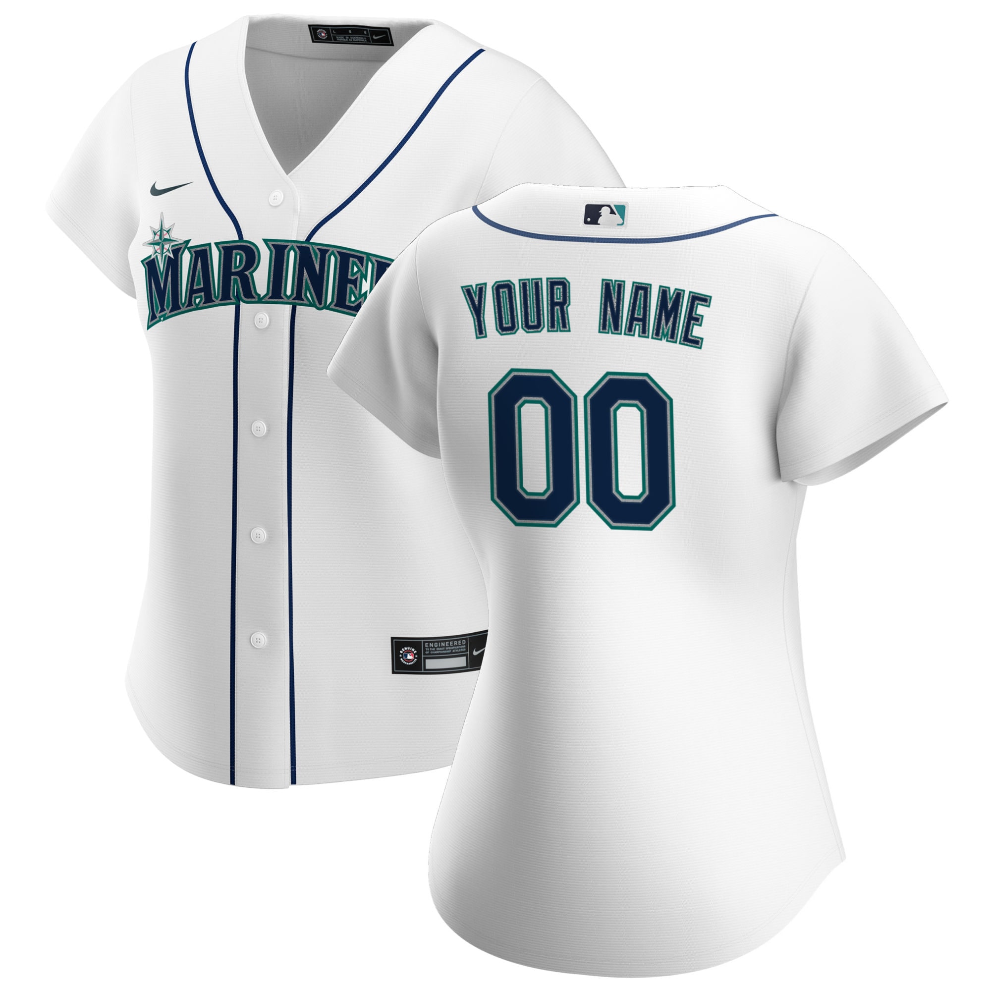 Women’s Seattle Mariners White Home Custom Jersey