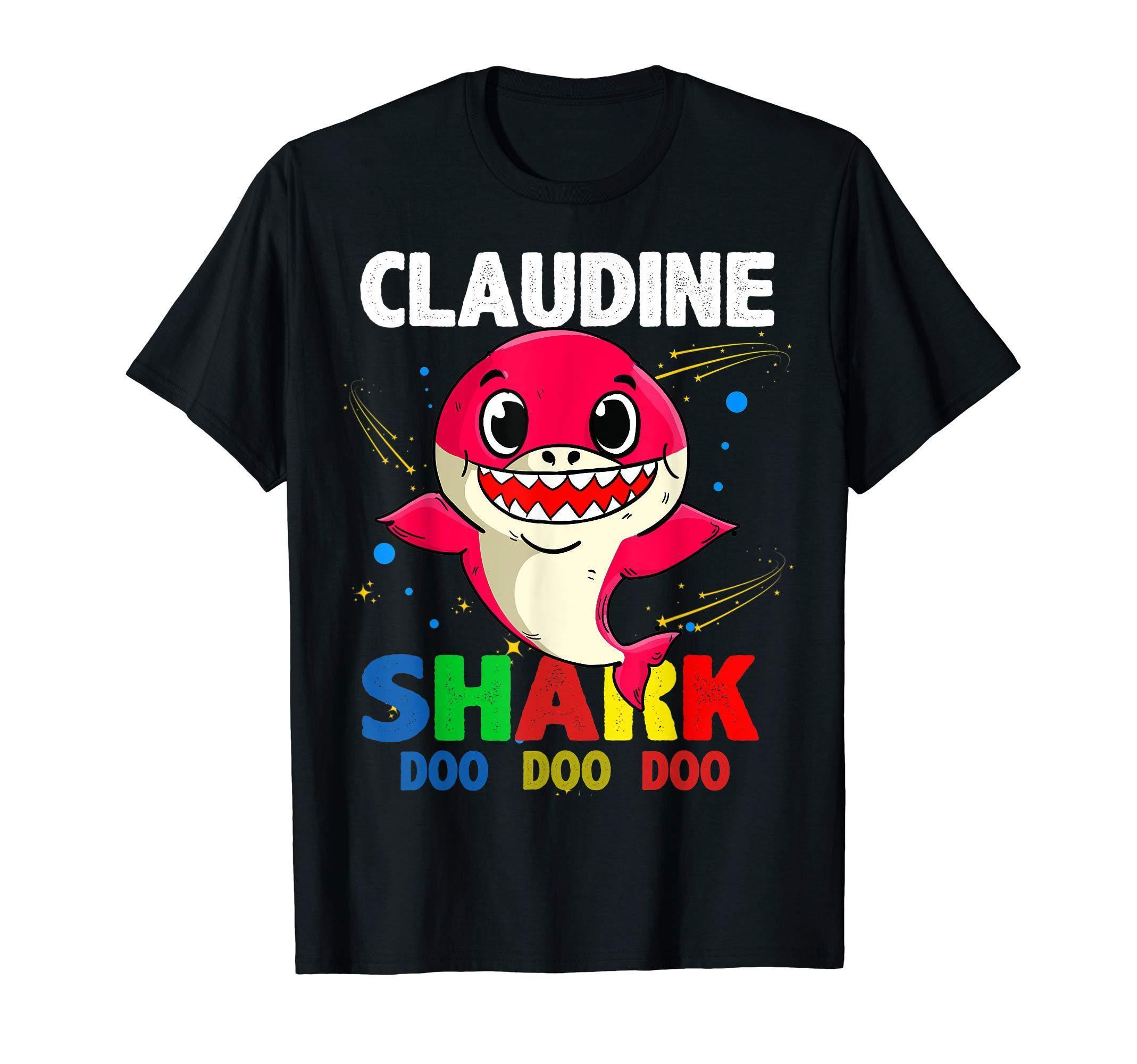 Custom Name Claudine Shark Doo Doo Doo Shark Funny T Shirt