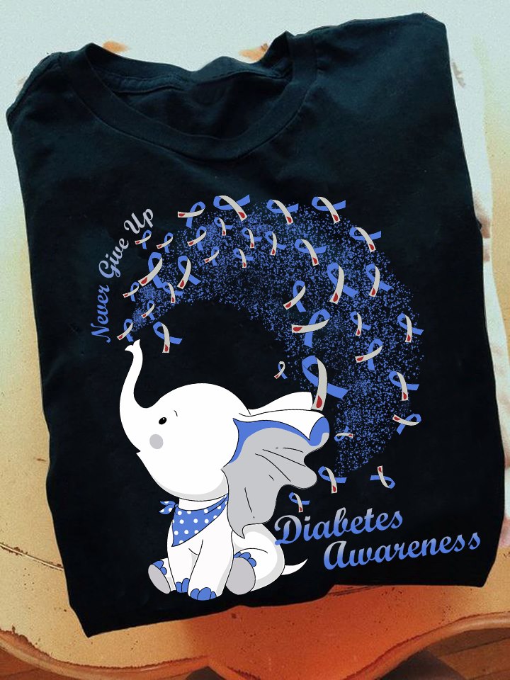 Never Give Up  Diabetes Awareness Elephant Gift Standard/Premium T-Shirt