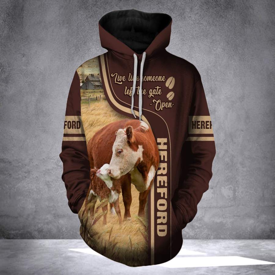 Hereford cattle 3D printed hoodie GOQ