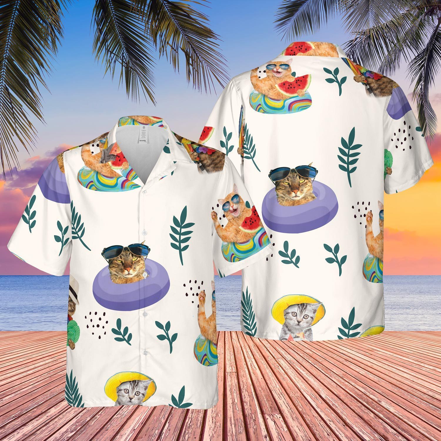 Cat Tropical Beach Hawaii Shirt Ha104016