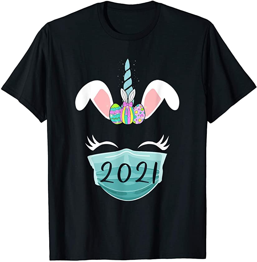 Bunny Unicorn With Face Mask Eggs Hunt Easter Day Kids Boys T-Shirt