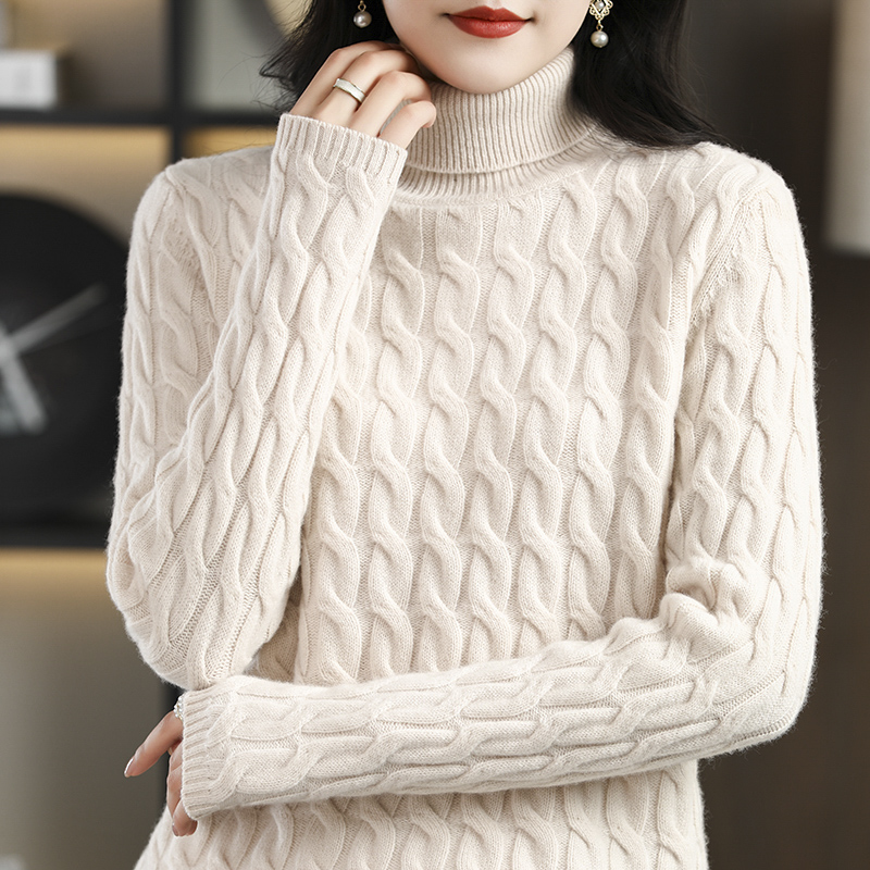 Thick Sweater Women Cashmere Turtleneck Sweaters Winter 2022 100% Merino Wool Knitted Pullover Korean Fashion Jumper Top Clothes alx