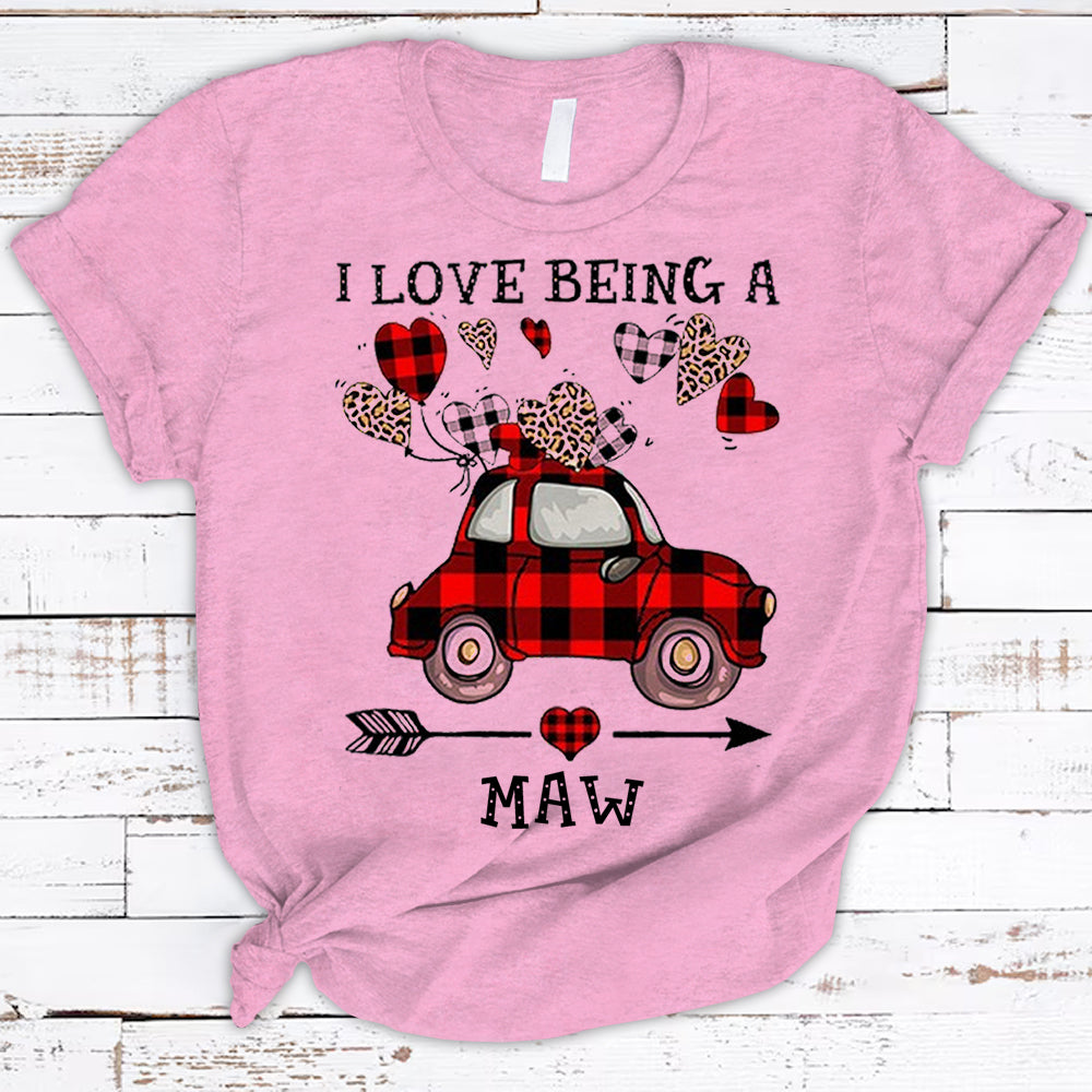 Personalized I Love Being A Gigi Heart Red Truck Caro Pattern Shirts For Maw