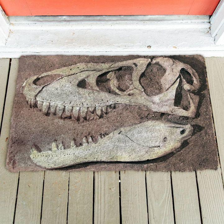 3D Head Dinosaur Fossil Funny Indoor And Outdoor Doormat Gift For Archeology Lovers Birthday Gift Decor Warm House Gift Welcome Mat