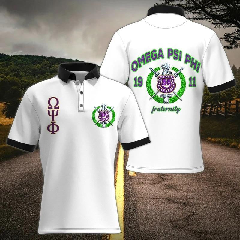 Fraternity Polo – Fietts 1911 Omega Psi Phi White Polo Shirt