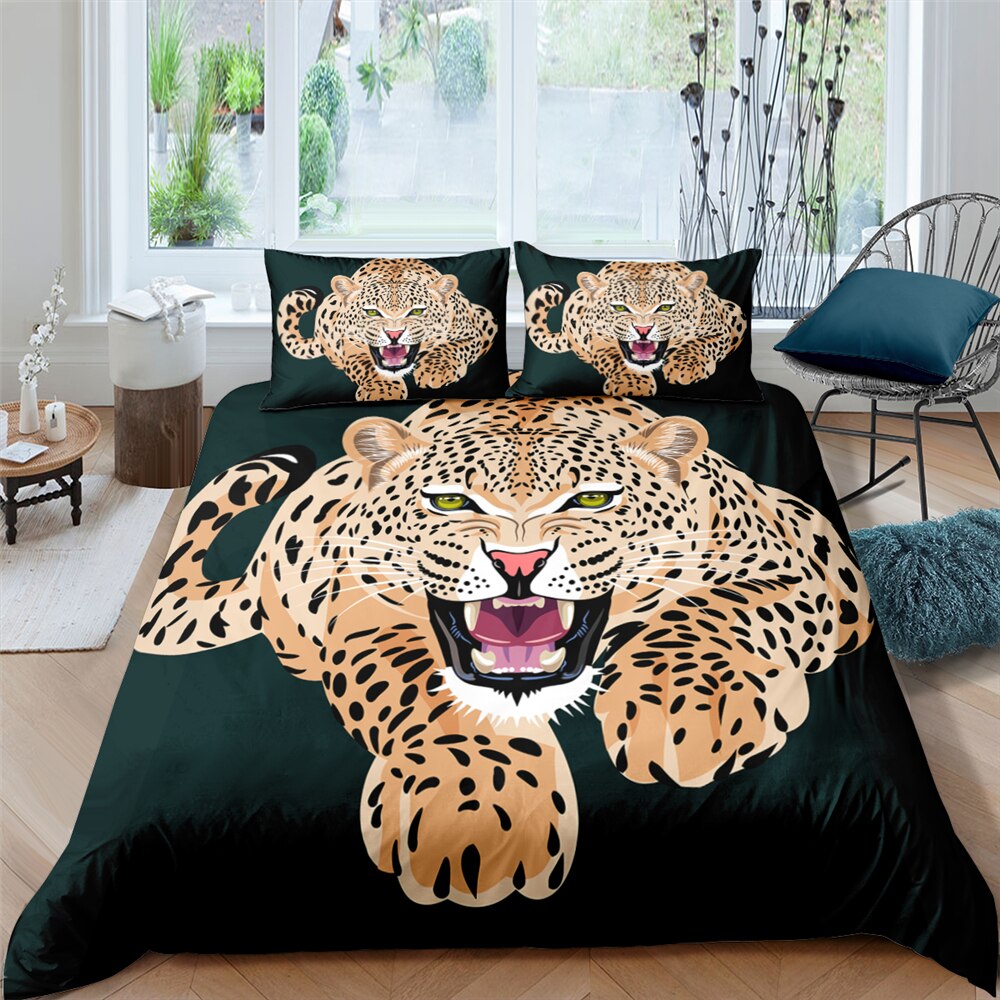 Baby Leopard 3D Bedding Sets Cartoon Duvet Cover Set Child Kids Bedding Bedclothes Soft Lightweight Cover