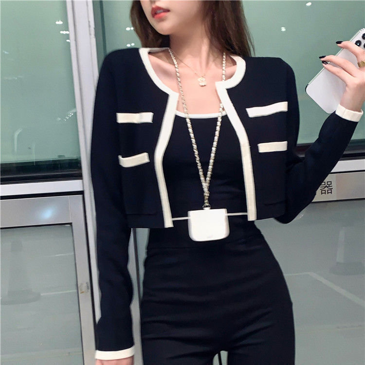 Women Cardigans Patchwork Cropped Sweaters Open Stitch Designed Hot Streetwear Retro Tricot Trendy Fit Tender Femme Coats O-neck alx