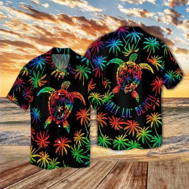 Hawaii Aloha Shirts Colorful Turtle Salty Lil Beach Ha48544