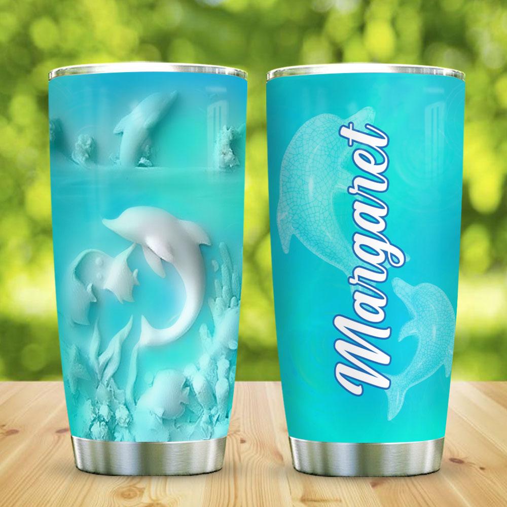 Ceramic Style Dolphin Personalized Kd2 Mal1411002 Stainless Steel Tumbler