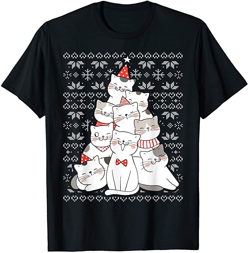 Catmas Tree Ugly Christmas Sweater Funny Xmas Cat Gift T-Shirt