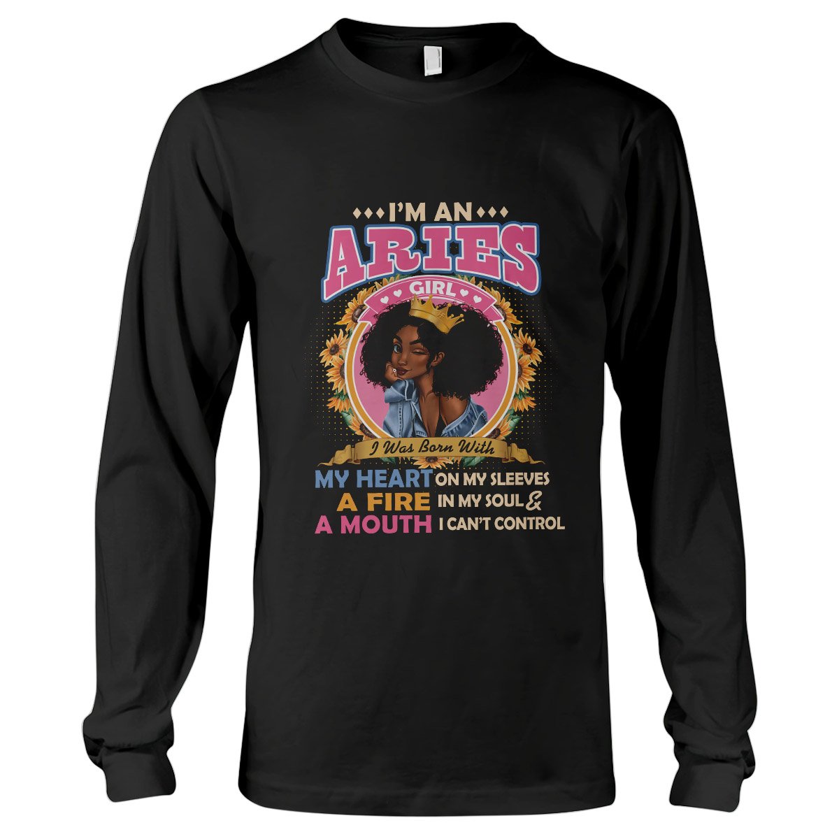 Black Queen Im A Aries Girl Ez13 1609 Long Sleeve T-Shirt