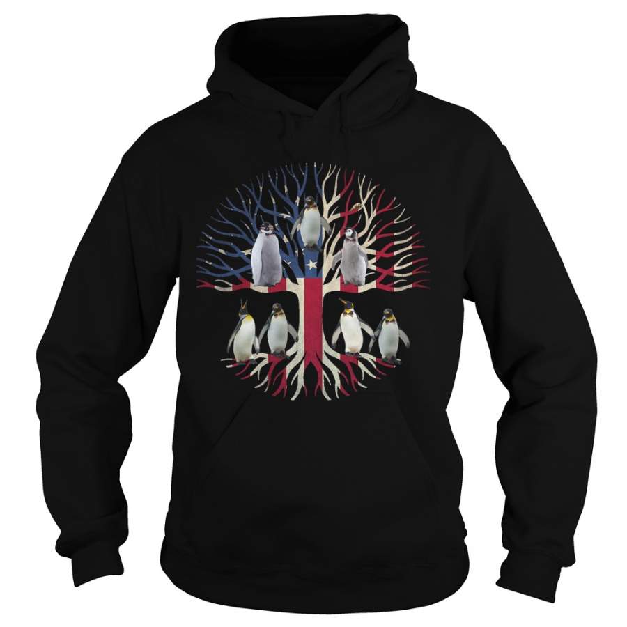 Penguin Tree America flag Hoodie