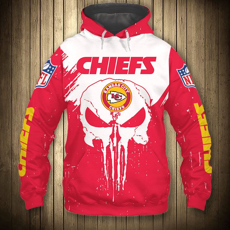 Men’S Kansas City Chiefs Hoodies Punisher Skull