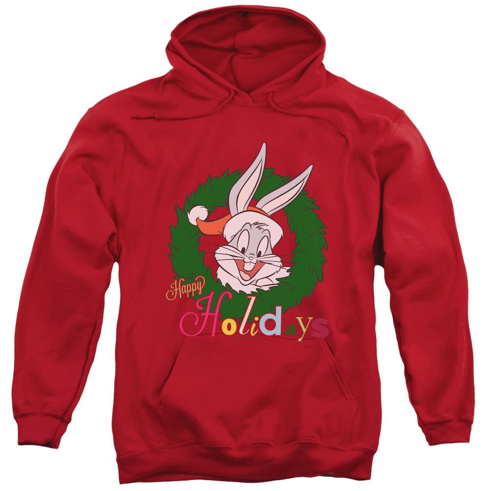 Looney Tunes Holiday Bunny Mens Hoodie Red