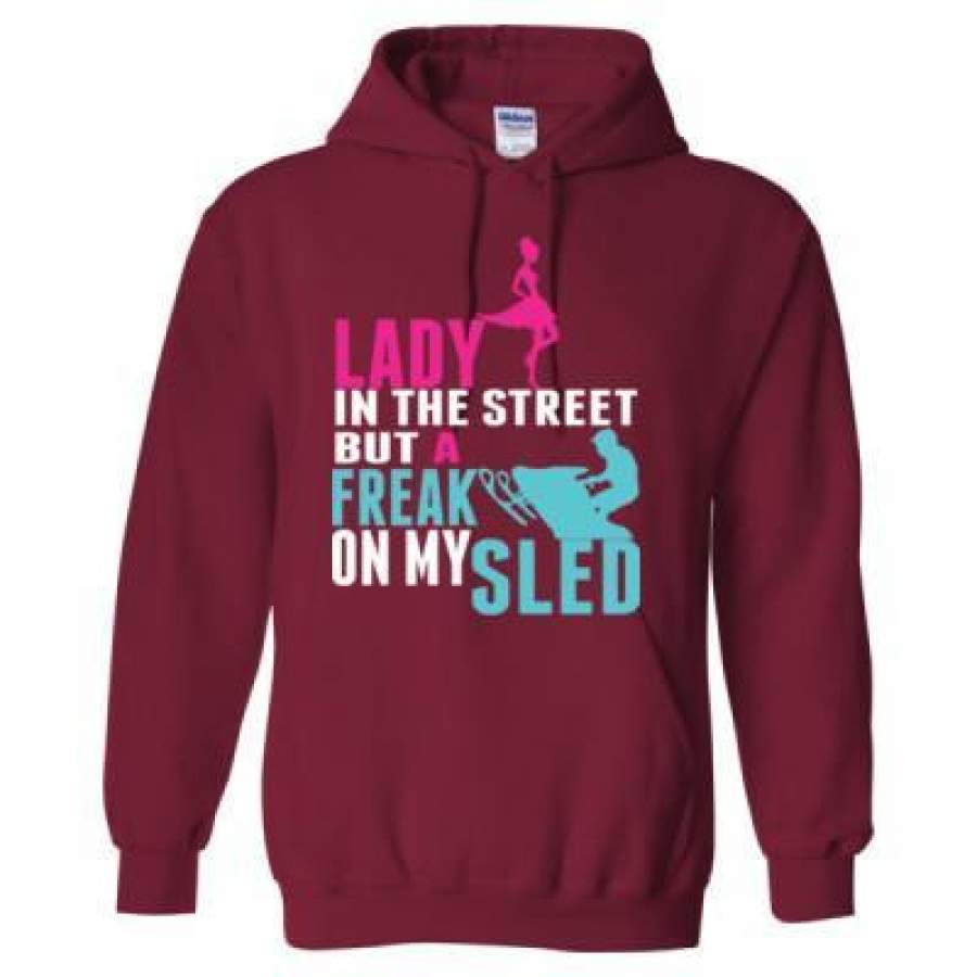 AGR Lady In The Street But A Freak On My Sled Snowmobile – Heavy Blend™ Hooded Sweatshirt