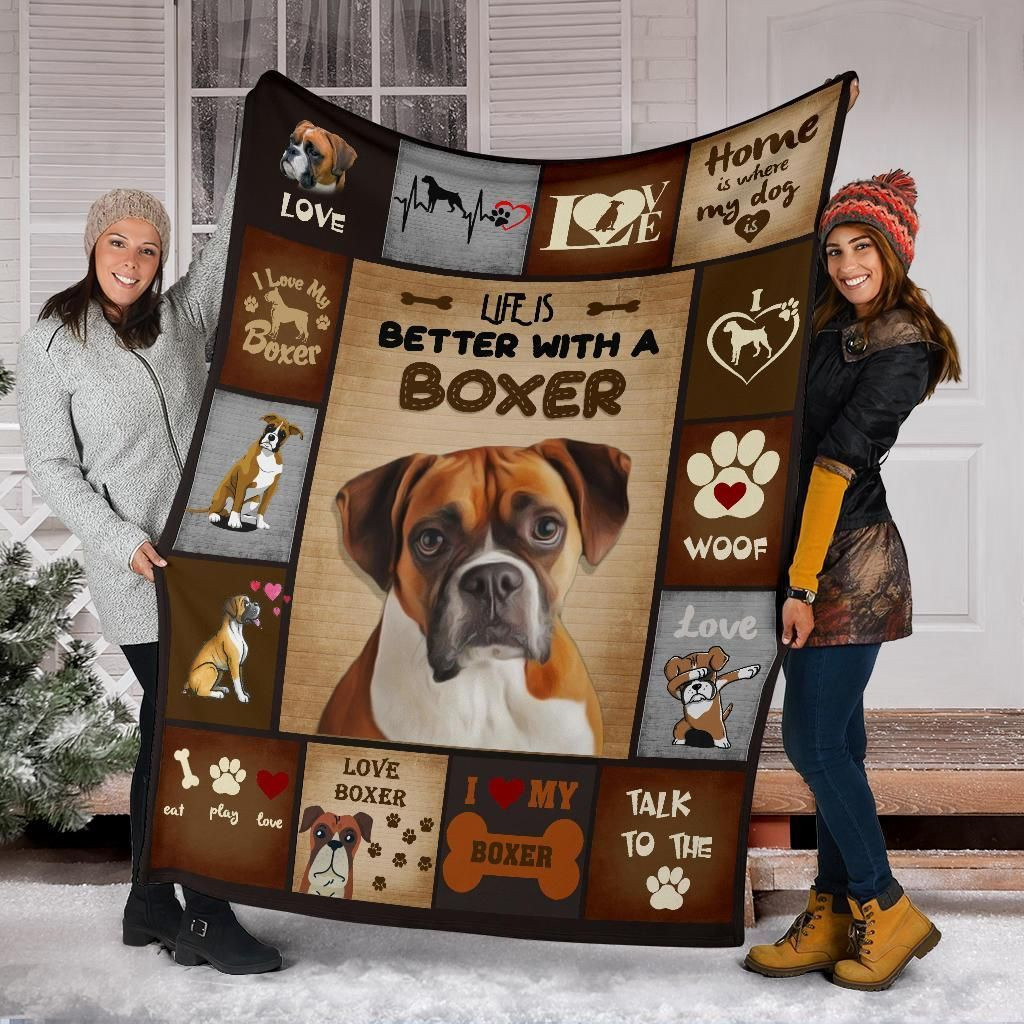 Better With A Boxer, Christmas Gift, Dog Lover Blanket