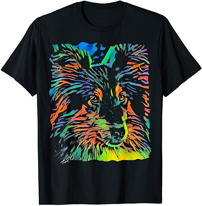 Shetland Sheepdog Face Puppy Pop Art T-Shirt