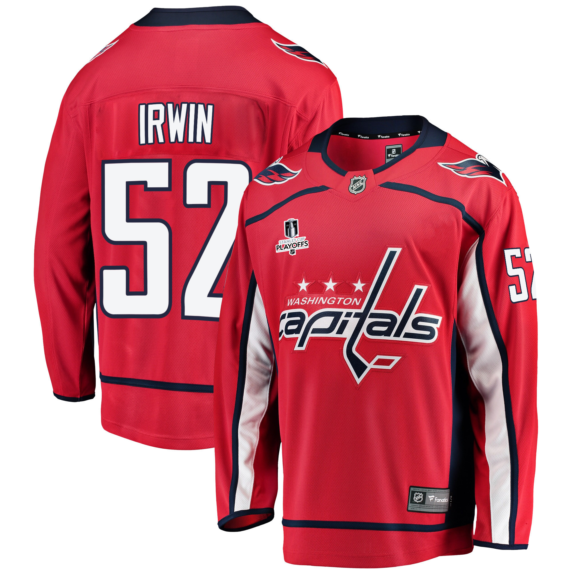 Washington Capitals Matt Irwin 52 Home 2022 Stanley Cup Playoffs Breakaway Men Jersey – Red