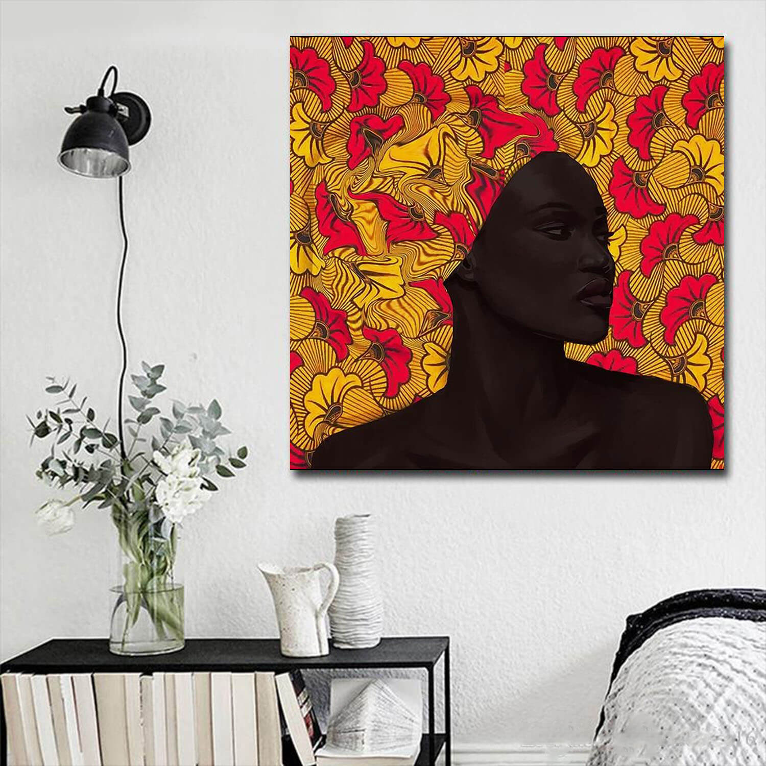 African American Art On Canvas Melanin Girl Afro Lady Art Black History Canvas Art Living Room Decor WBG5045