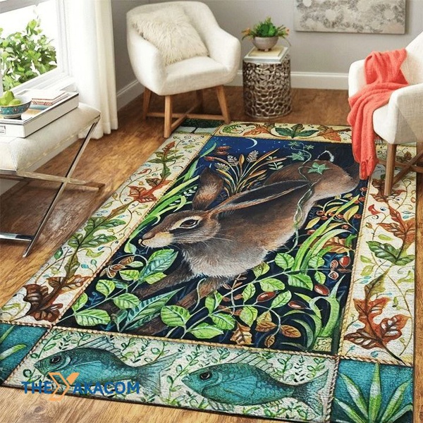 A Rabbit In The Garden Rectangle Area Rug Floor Decor