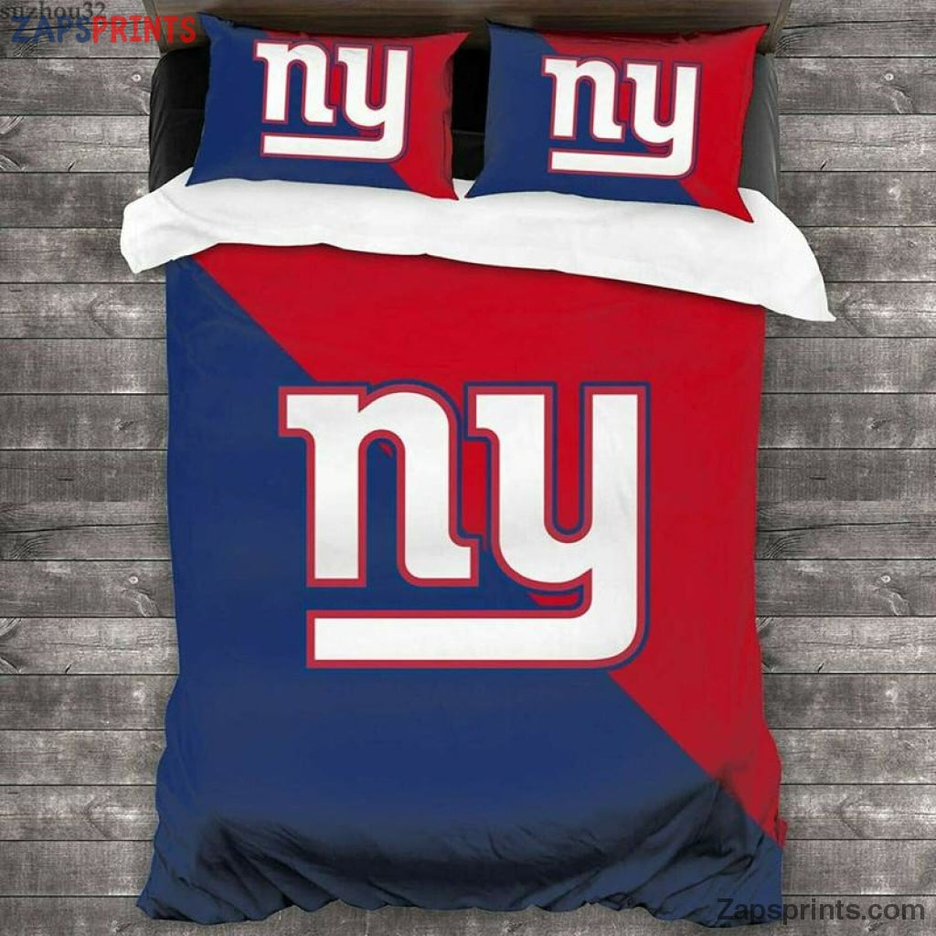 New York Giants Blue And Red 3D Bedding Set Gift For Fan Football Lovers