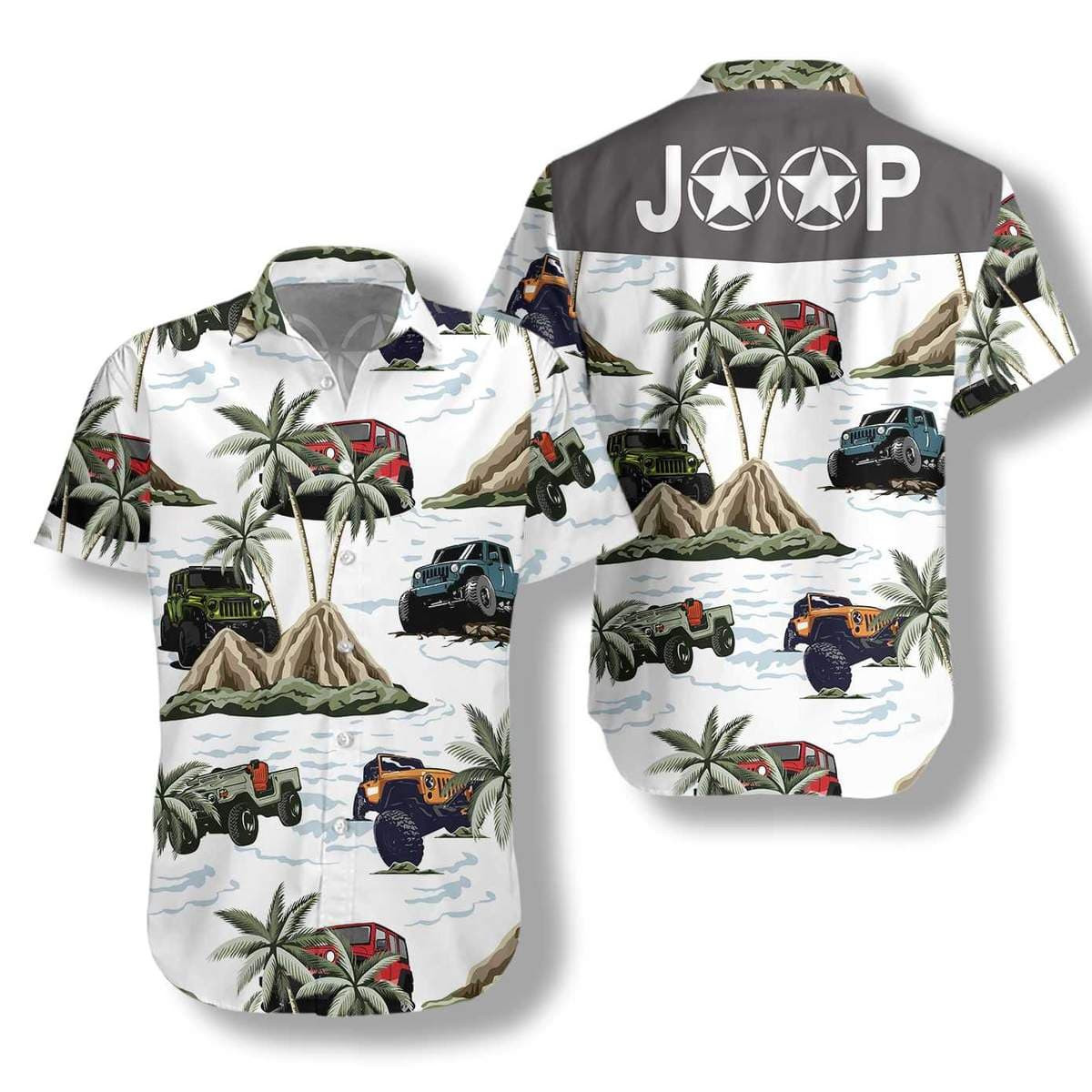 Hawaii Aloha Shirts Jeep Car Palm Tree Stars Ha106651