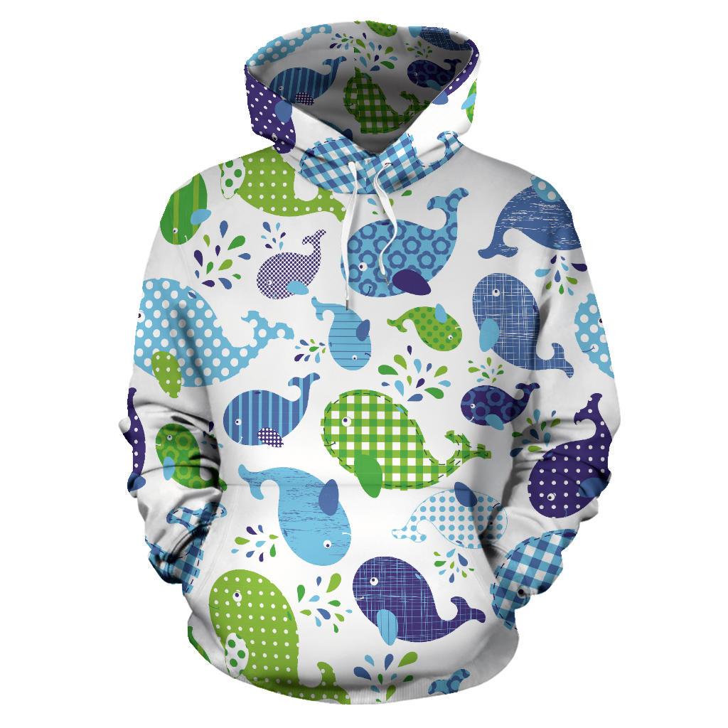 Whale Stripe Dot Pattern Men Women Pullover Hoodie