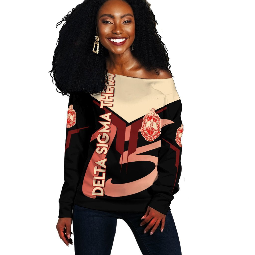 Greek Life Sweatshirt – Delta Sigma Theta Cream Women Off Shoulder Drinking Style