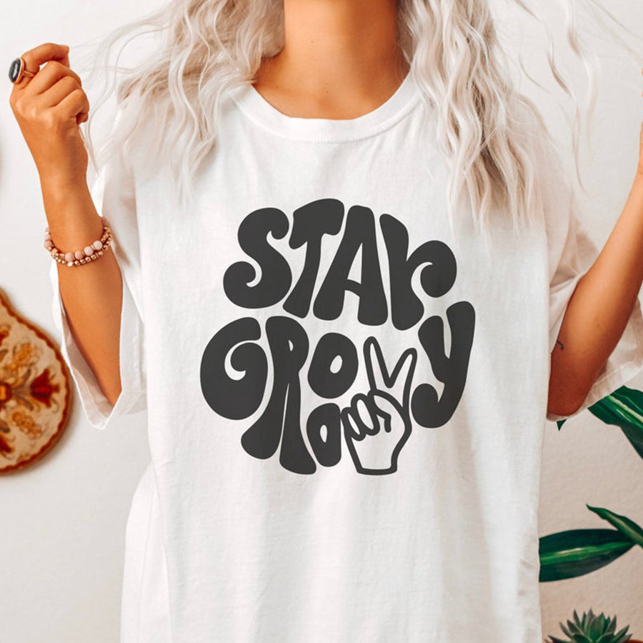 Stay Groovy Oversized T Shirt, Comfort Colors Tshirt, Hippie Shirts For Women, Flowy Tee, Boho Shirt, Retro Shirt