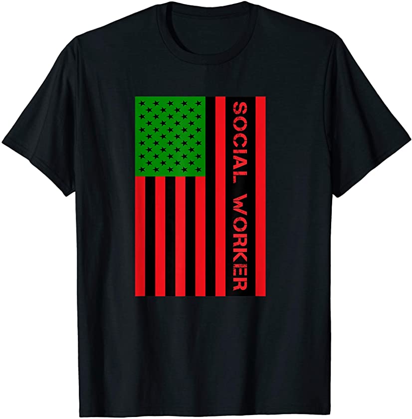 Social Worker UNIA Flag Pan African American Flag Juneteenth T-Shirt