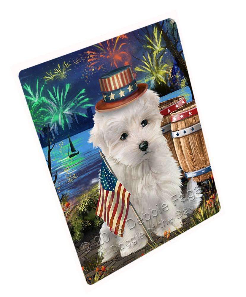 4Th Of July Independence Day Fireworks Maltese Dog At The Lake Blanket Blnkt76755