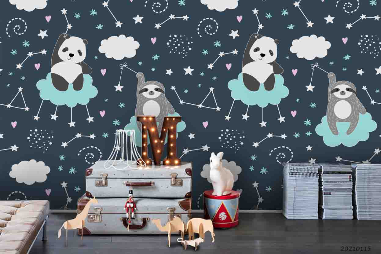 3D Cartoon Animal Panda Zodiac Wall Mural Wallpaper Lqh 114