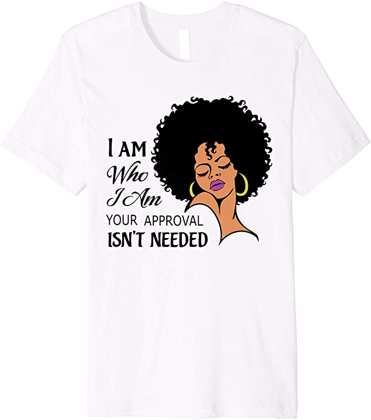 Black Queen Lady Curly Natural Afro African American Ladies Premium T-Shirt