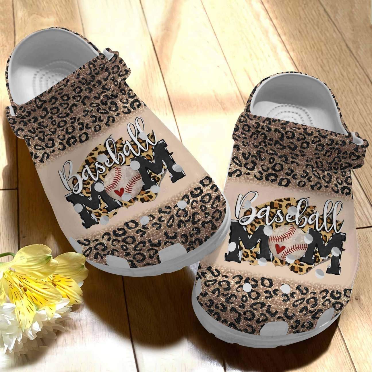 Baseball Personalized Clog, Custom Name, Text Baseball Mom Cheetah, Fashion Style For Women, Men, Kid, Print 3D