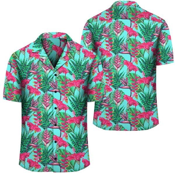 Tropical Strelitzia Blue Hawaiian Shirt V2